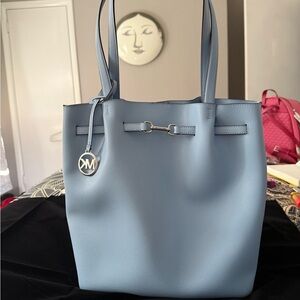 Michael Kors Light Blue Leather Tote Bag